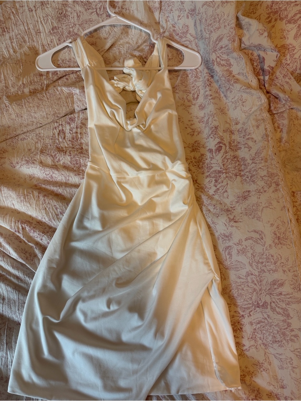 Satin Tie-Back Ivory Dress